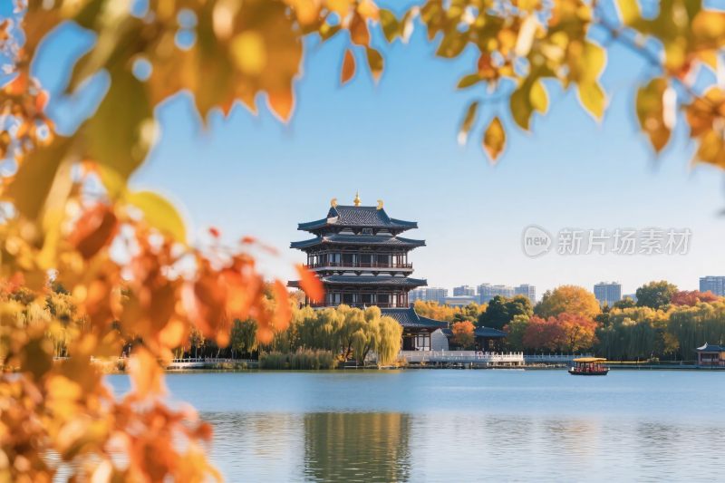 古建秋景湖景风光