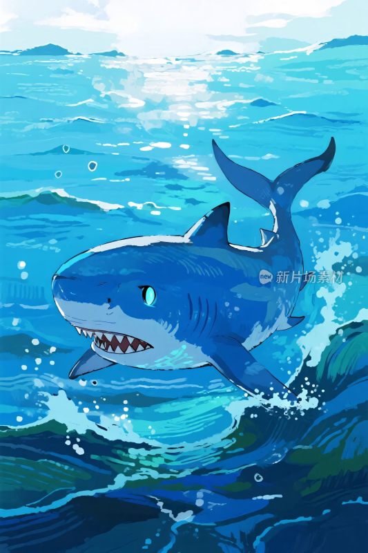 海洋鲨鱼插画