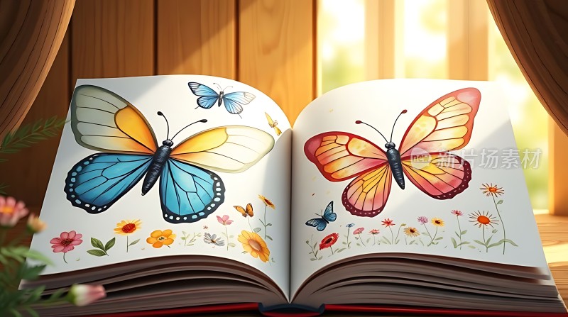 蝴蝶翩翩起舞于花丛间