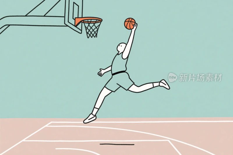 篮球扣篮插画