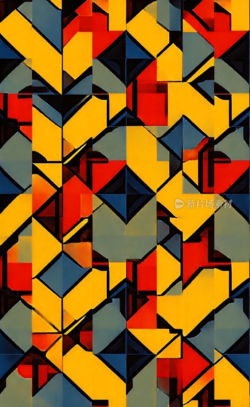 几何色彩碰撞红蓝黄交织的艺术世界