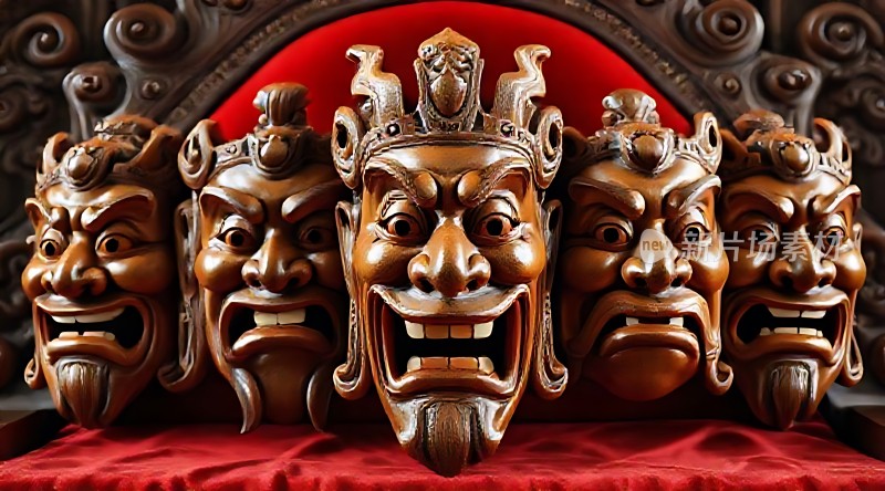 木雕面具艺术展示