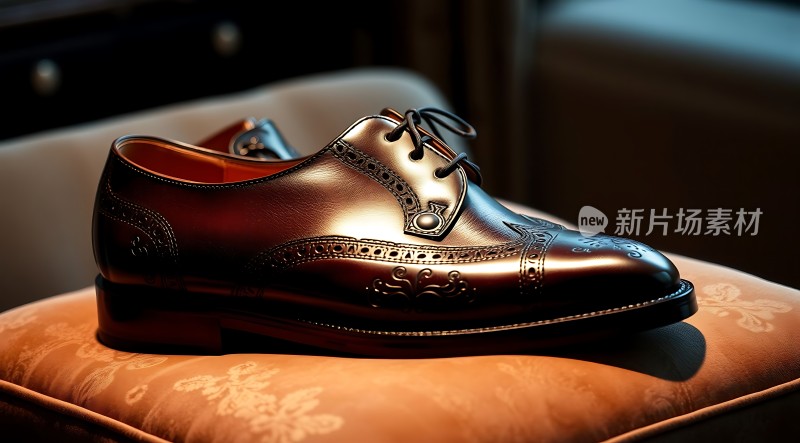 新片场素材 精致雕花皮鞋
