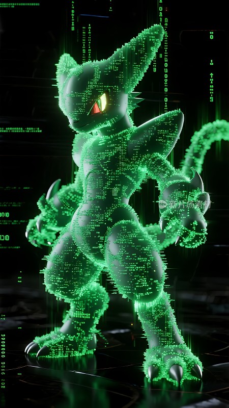 绿色数码猫战士