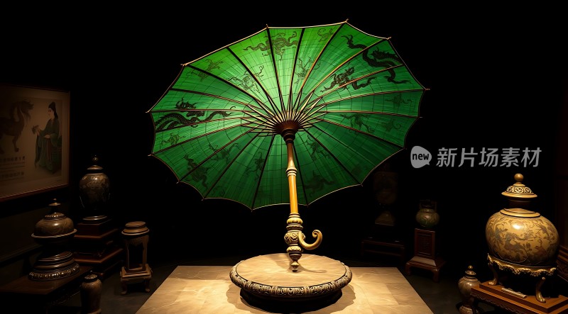 绿色龙纹油纸伞