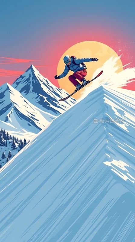 雪地滑板者挑战高峰