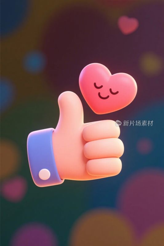 卡通点赞爱心插画