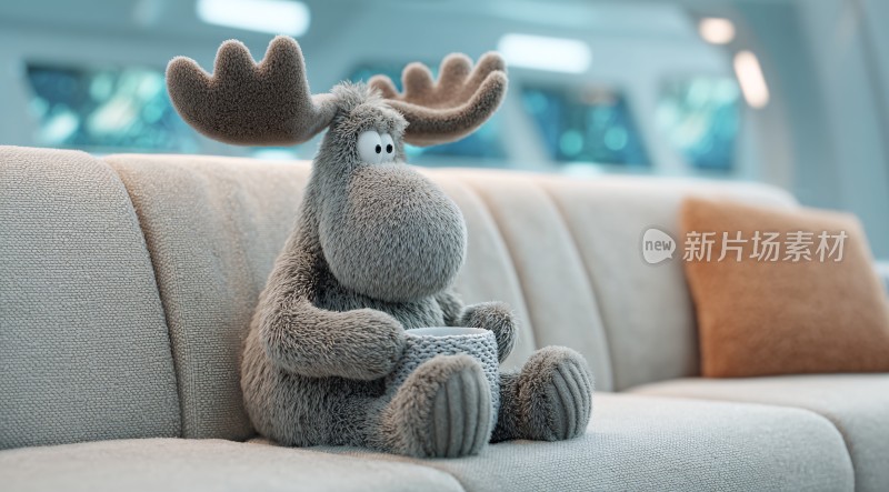 沙发上的毛绒玩具驼鹿