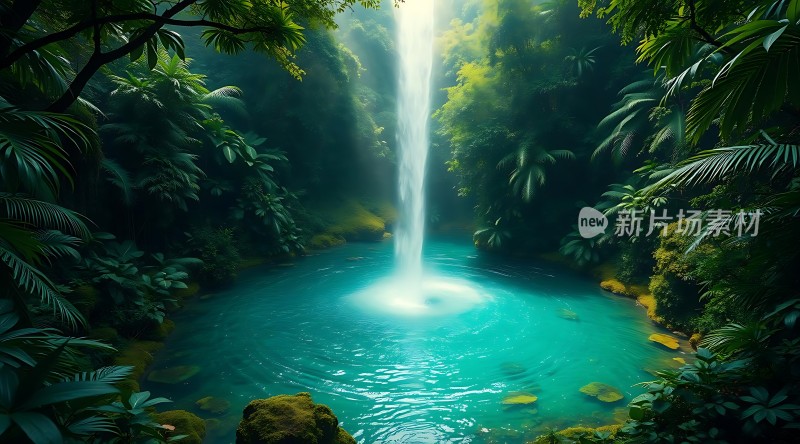 神秘瀑布绿潭秘境