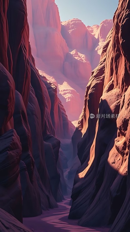 峡谷光影红岩映日