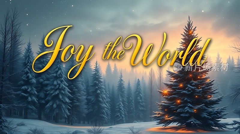 世界欢愉圣诞树下的温馨夜色