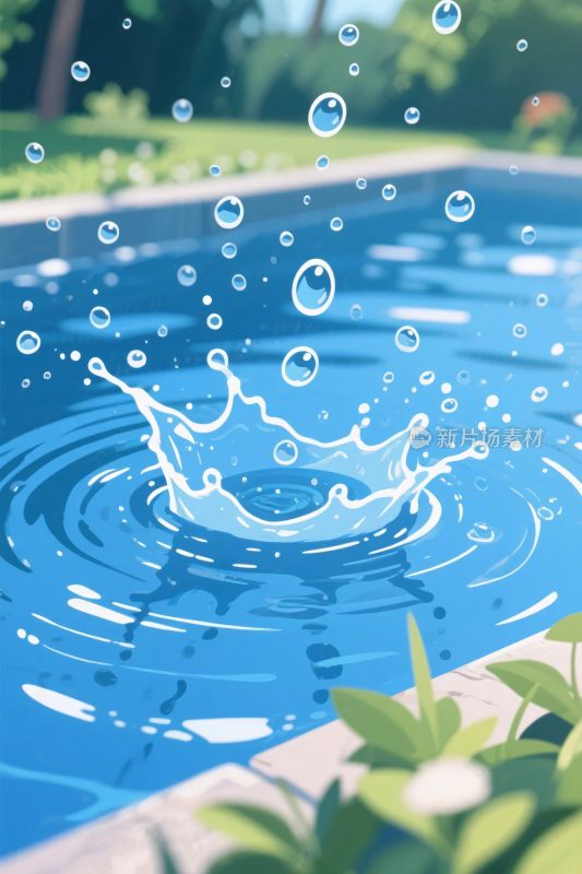 泳池水花插画