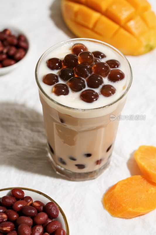 芒果珍珠奶茶图片