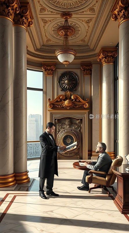 豪华大厅里的商务洽谈