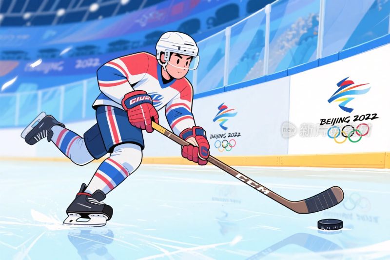 冰球运动员冬奥比赛场景