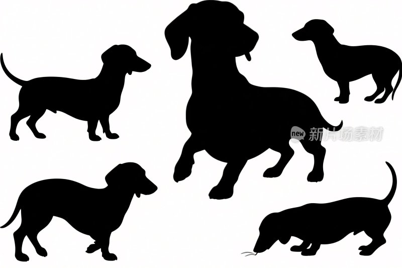 小狗剪影插画集合