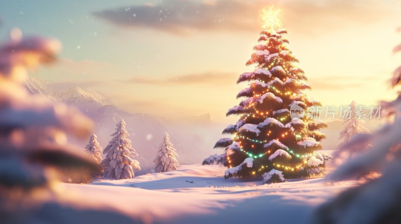 圣诞节，圣诞树圣诞老人卡通3d插画