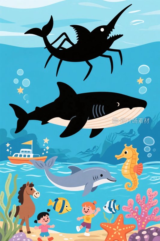 海洋生物插画场景