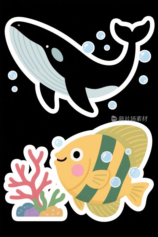 卡通海洋生物插画