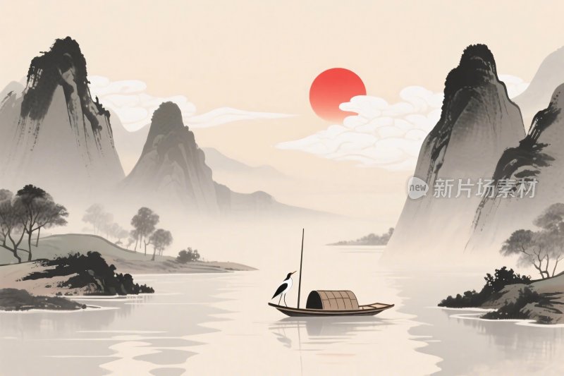 水墨山水风景图