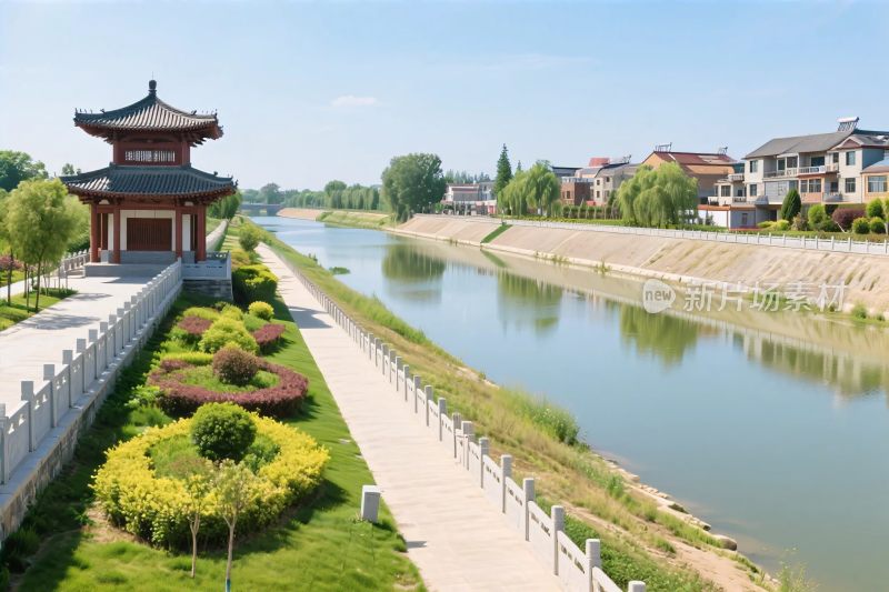 河道古建风景景观