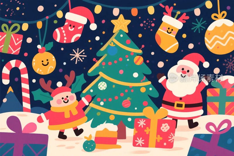 圣诞主题卡通插画