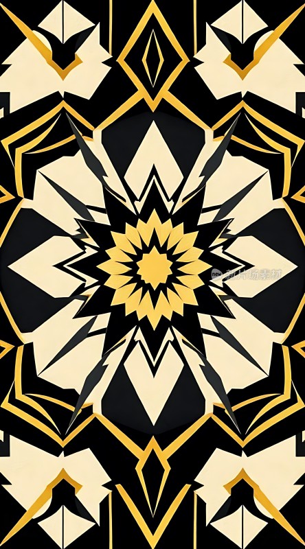 黑色与金色交织的几何艺术图案