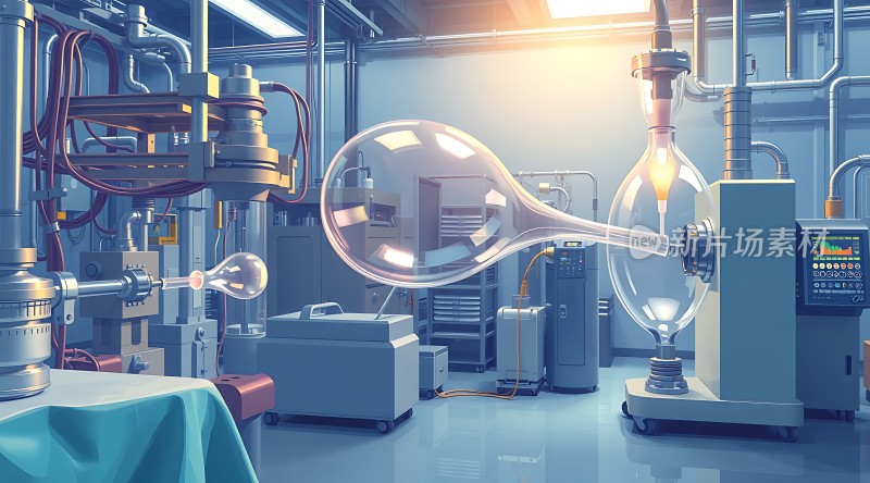 科技实验室中的精密仪器与玻璃器皿