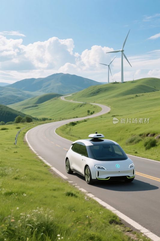 无人驾驶汽车行驶在公路上