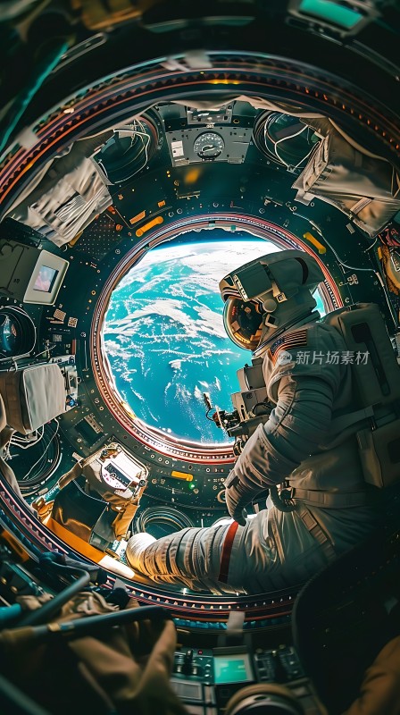 宇航员太空行走地球美景