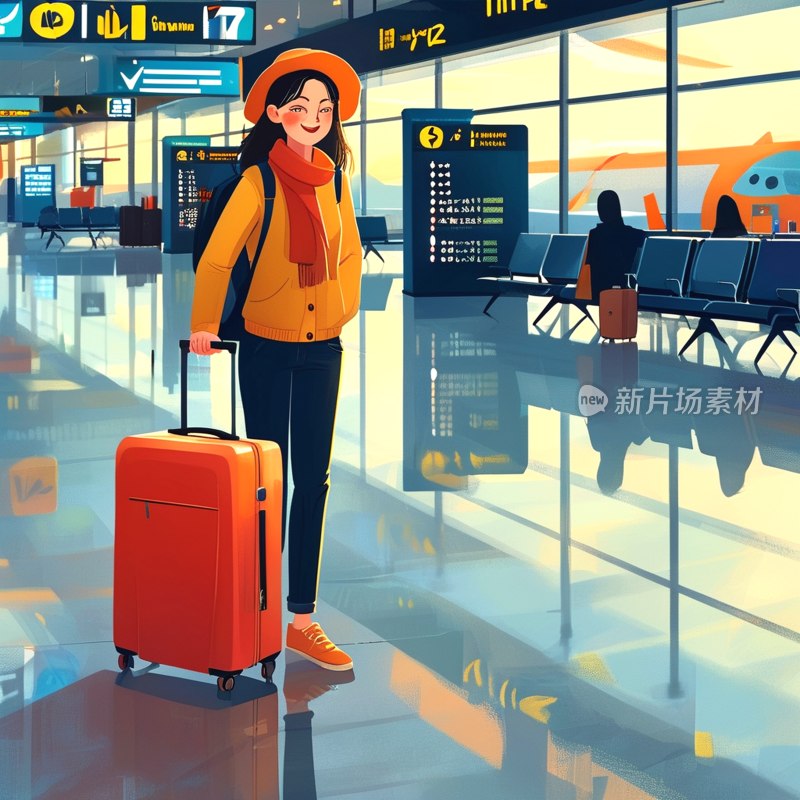 机场候机女旅客