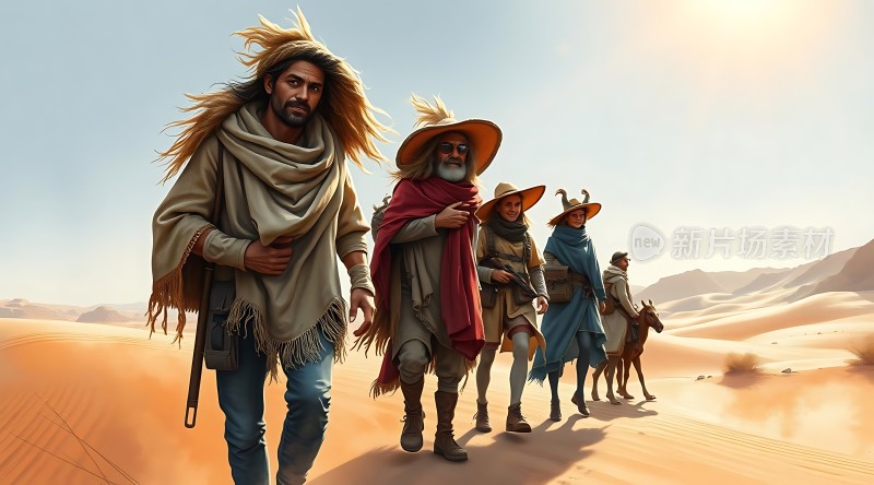 沙漠商队穿越黄沙的冒险之旅