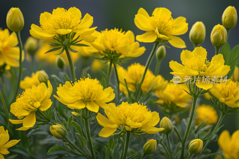 色的花朵在绿叶的田野里盛开高清风景图片