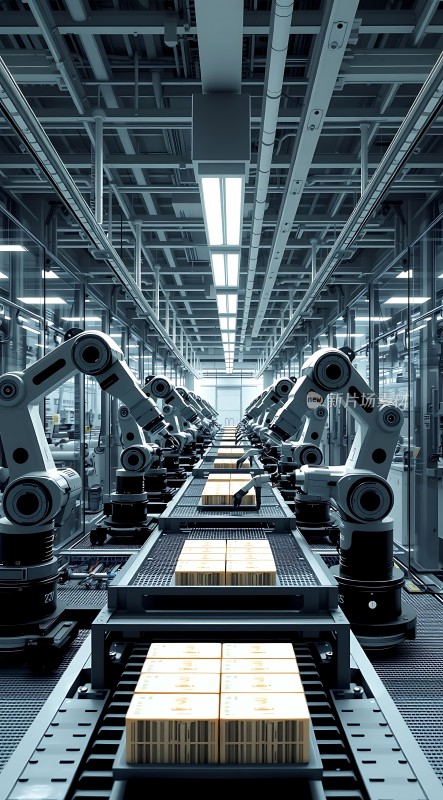 智能工厂生产线上的机器人操作