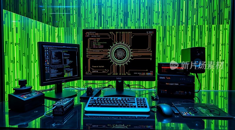 黑客帝国般的桌面环境科技感十足的工作站