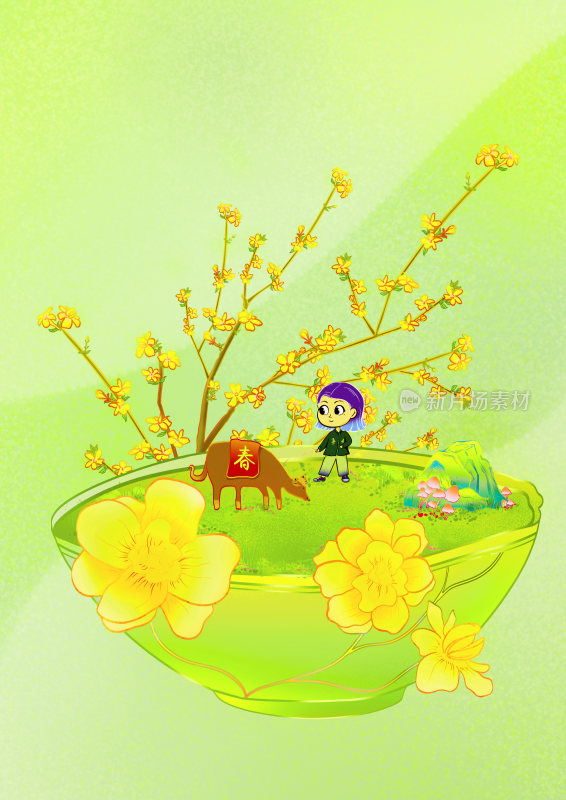 二十四节气植物春分放牛迎春花