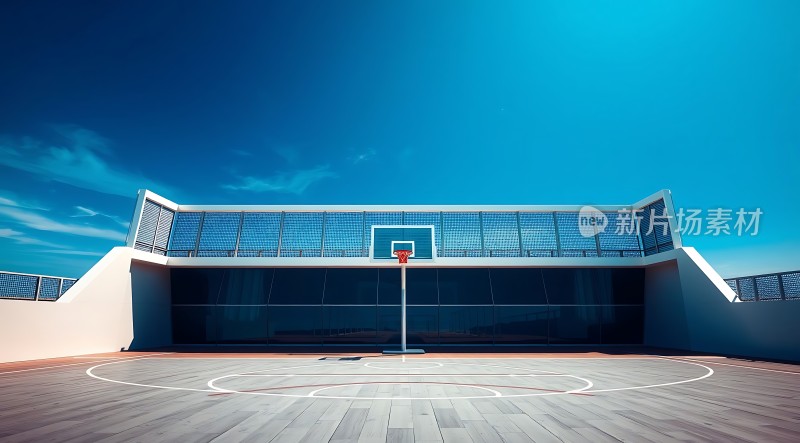 篮球场上的蓝天白云