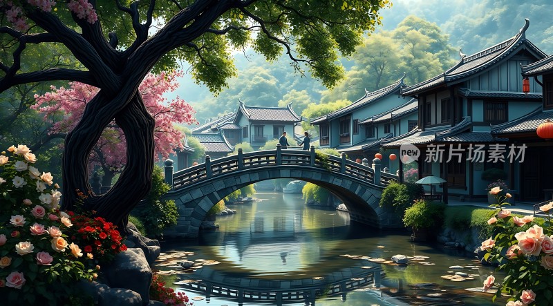 古桥花影映水乡