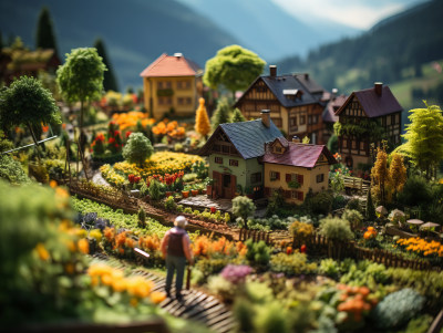 田园小屋的模型景观