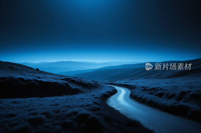 夜晚俯瞰山区蜿蜒道路高清背景纹理图片