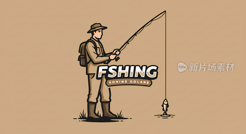 钓鱼标志插画