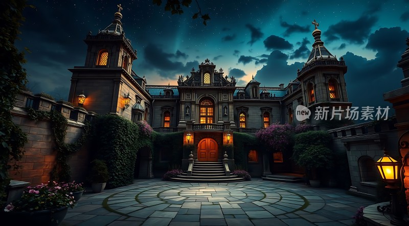 夜幕下的神秘古堡