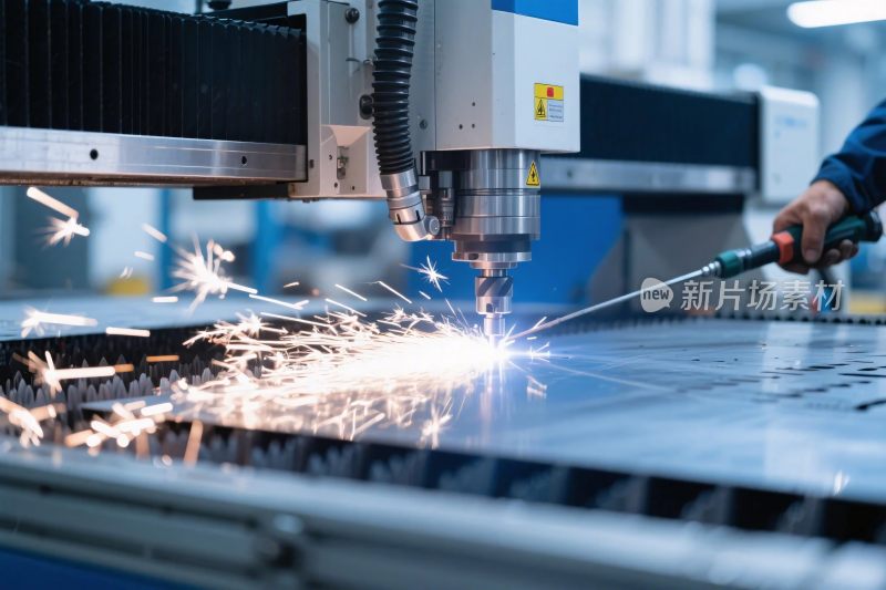 工人操作金属加工机器场景