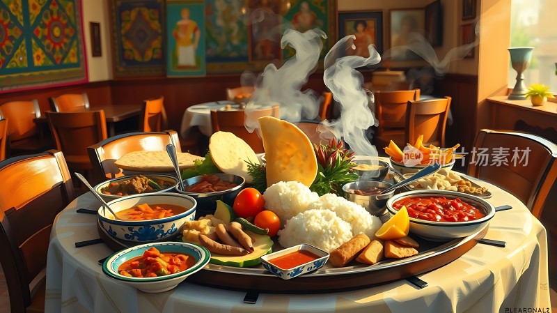 美味佳肴盛宴热气腾腾的美食大餐