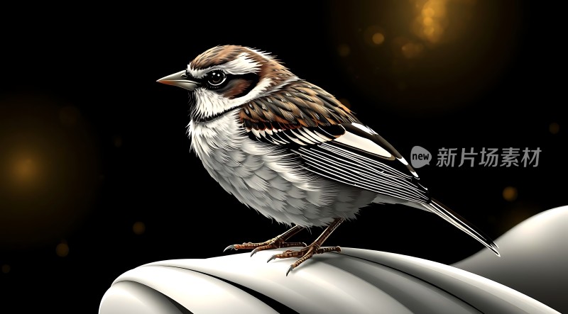 新片场素材白羽小鸟立于白色雕塑之上