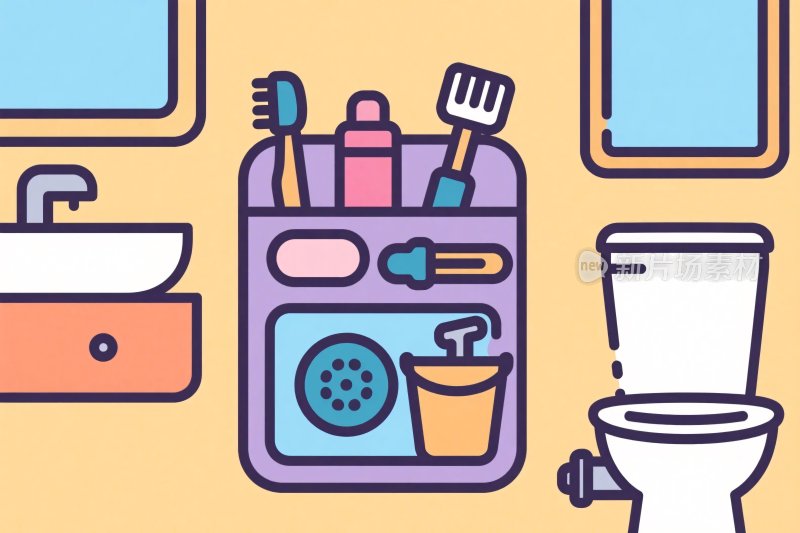 简约卫生间用品插画