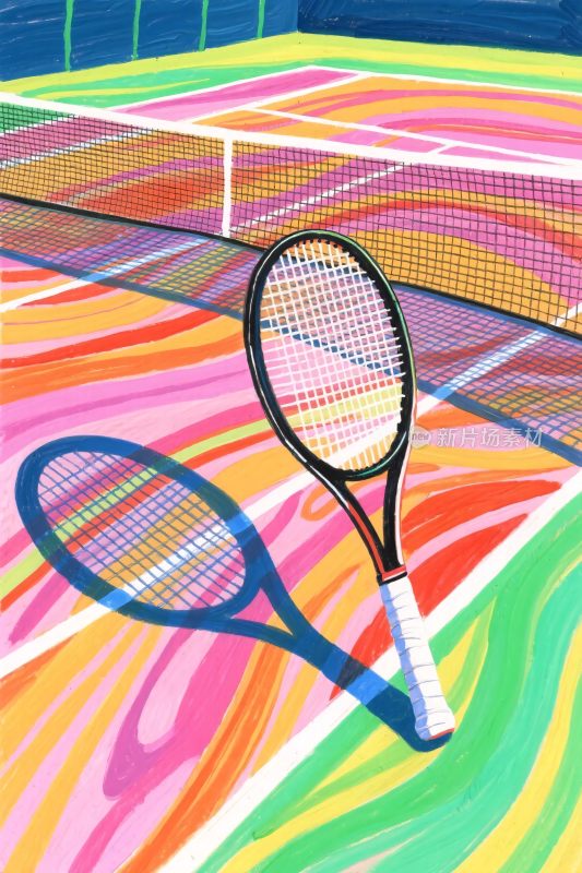 彩色风格网球运动插画