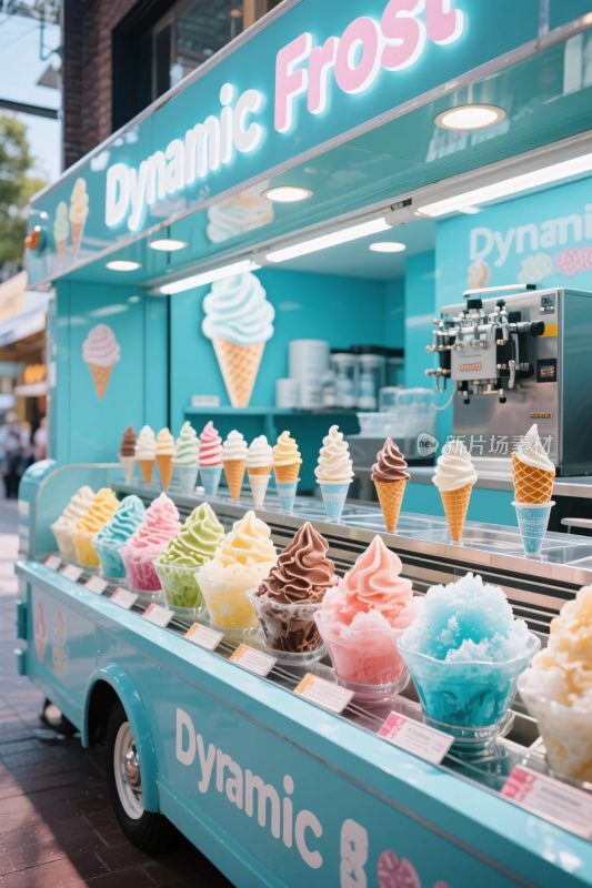 冰淇淋售卖摊位场景