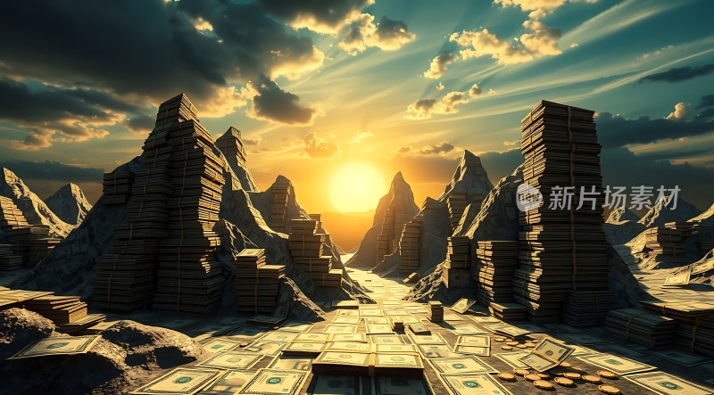 金钱山脉日落奇景