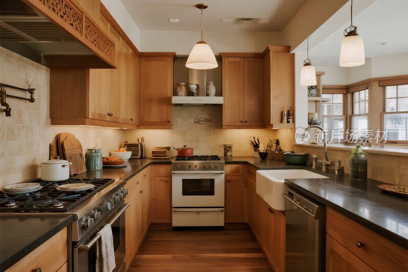 现代木质厨房场景
